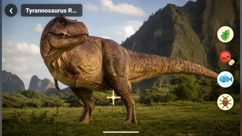 Tyrannosaurus rex mit interaktiven Bereichen und Futterauswahl