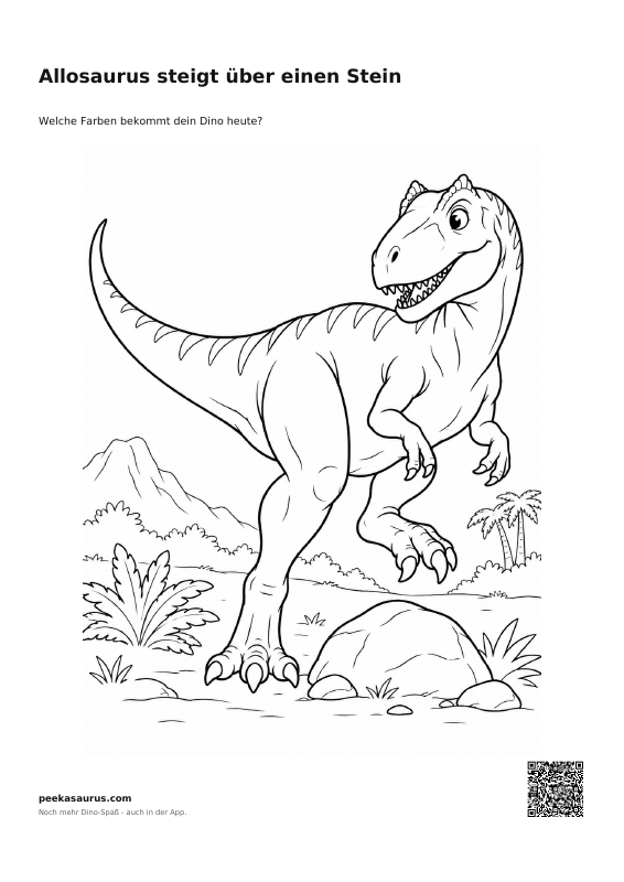 Allosaurus steigt über einen Stein