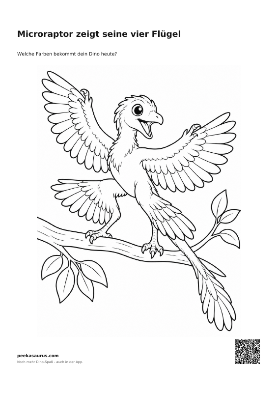 Microraptor zeigt seine vier Flügel