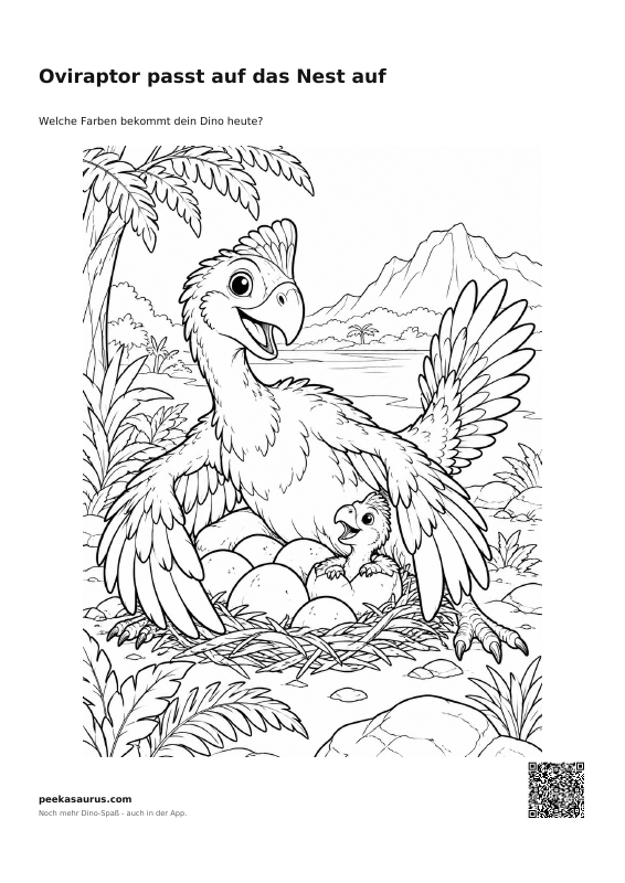 Oviraptor passt auf das Nest auf