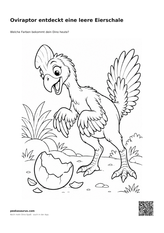 Oviraptor entdeckt eine leere Eierschale