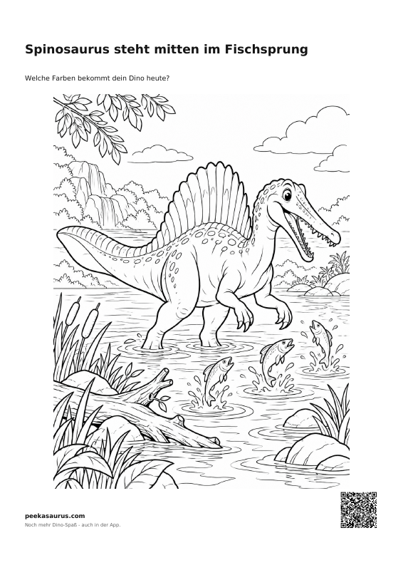Spinosaurus steht mitten im Fischsprung