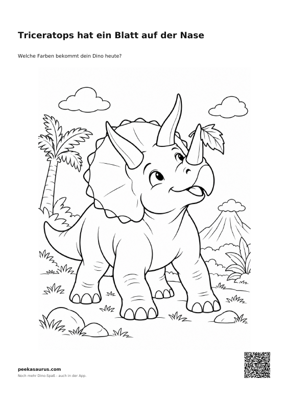 Triceratops hat ein Blatt auf der Nase