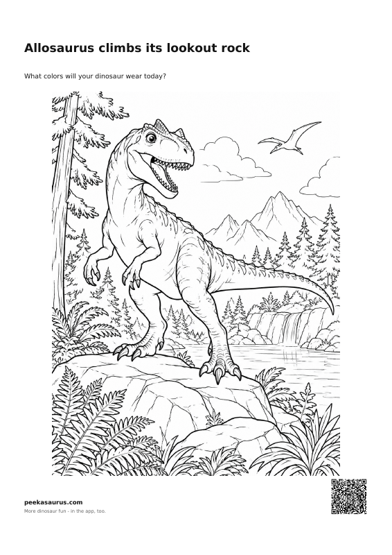Allosaurus climbs its lookout rock