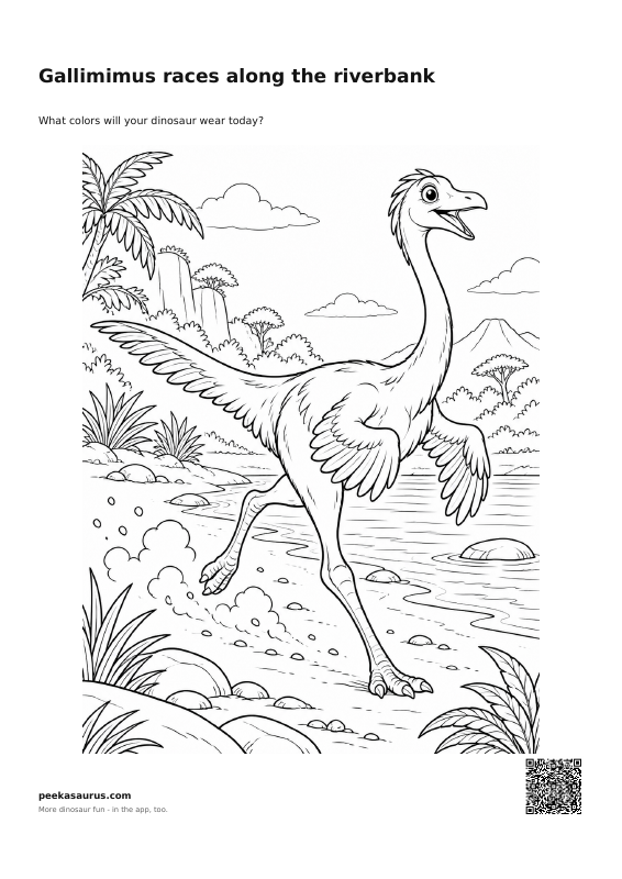 Gallimimus races along the riverbank