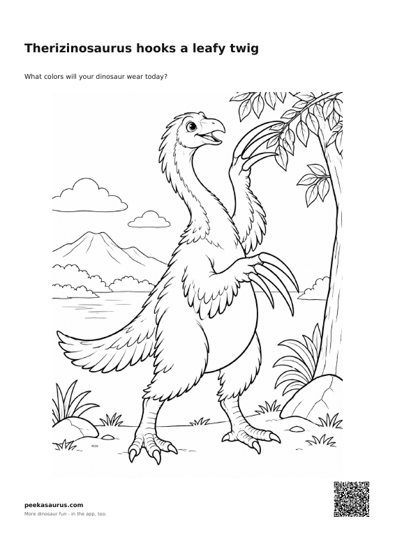 Therizinosaurus hooks a leafy twig