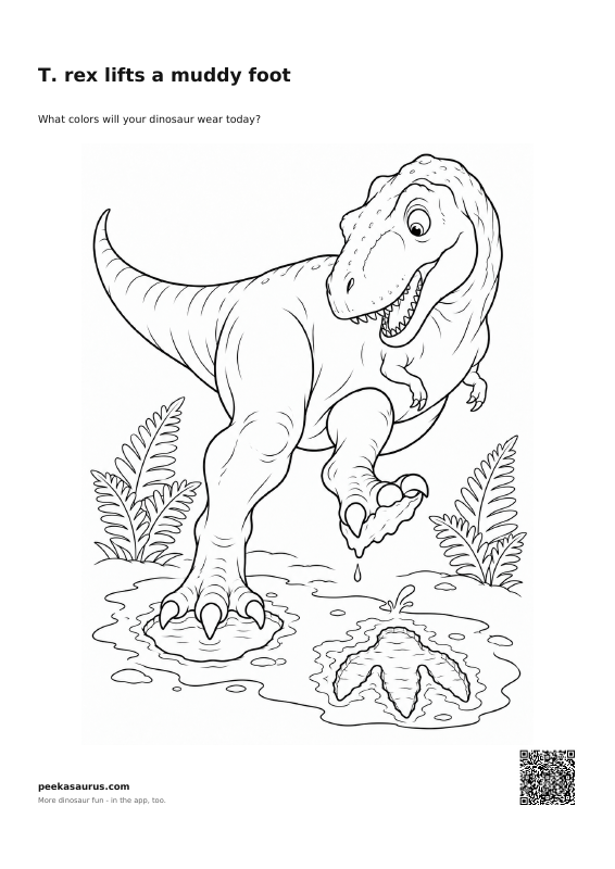 T. rex lifts a muddy foot