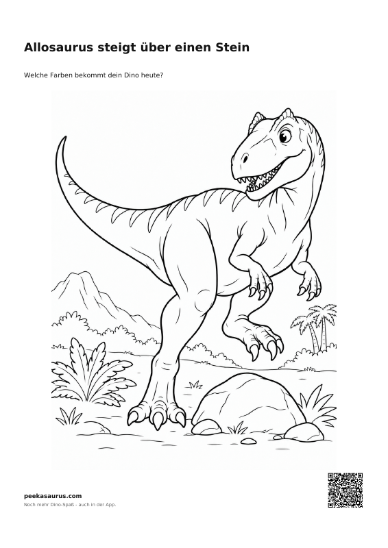 Allosaurus steigt über einen Stein
