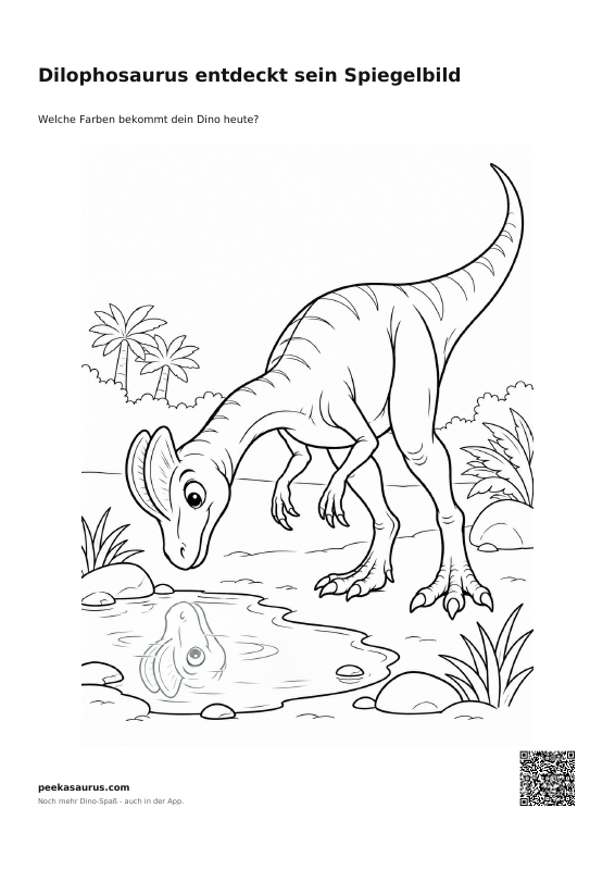 Dilophosaurus entdeckt sein Spiegelbild