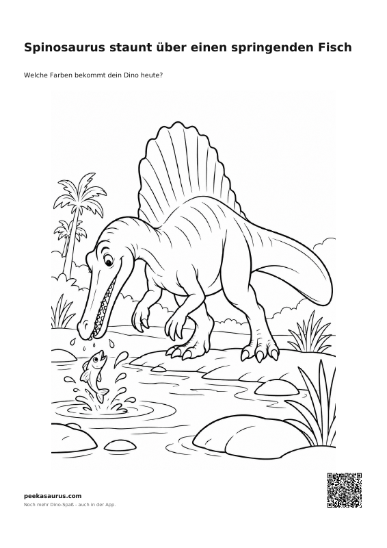 Spinosaurus staunt über einen springenden Fisch
