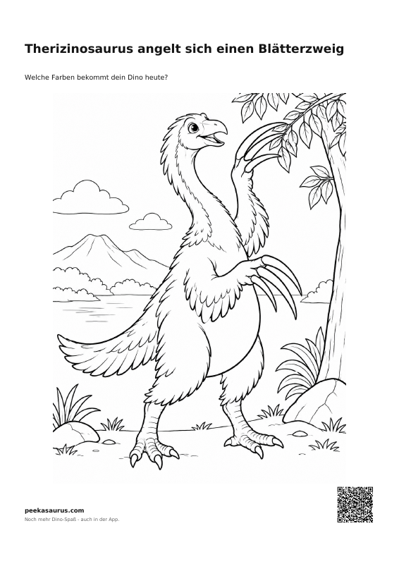 Therizinosaurus angelt sich einen Blätterzweig