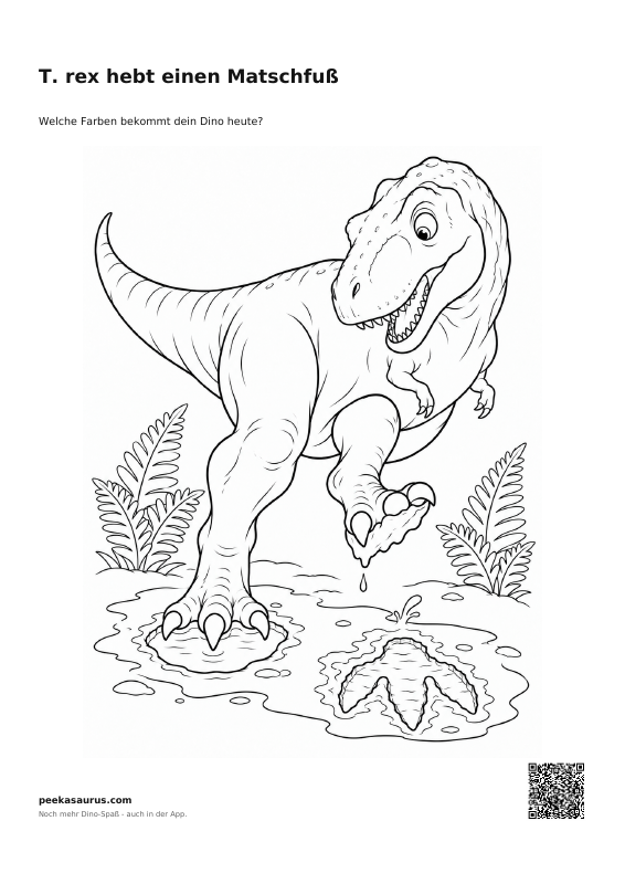 T. rex hebt einen Matschfuß