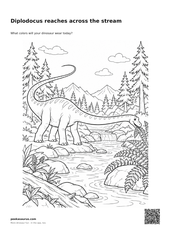 Diplodocus reaches across the stream