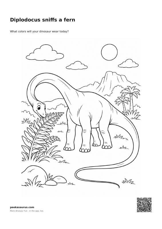 Diplodocus sniffs a fern