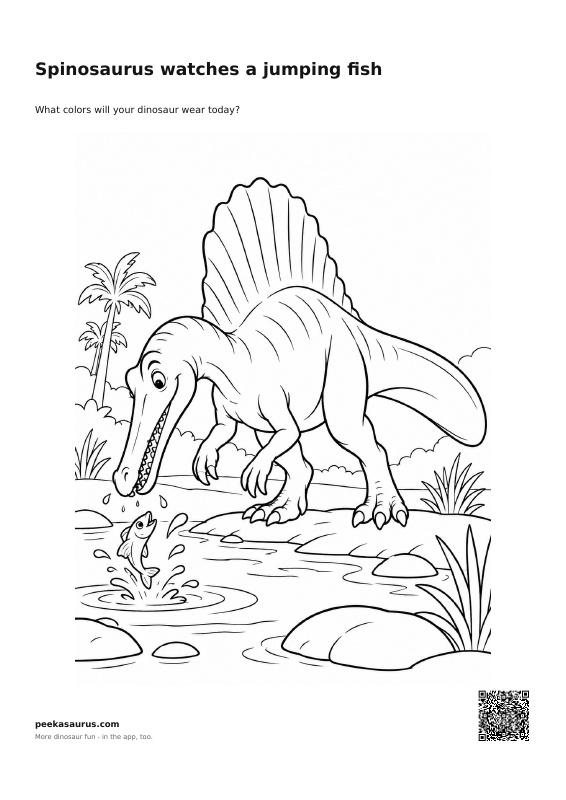 Spinosaurus watches a jumping fish