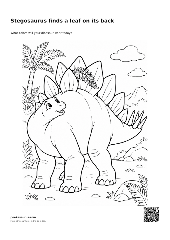 Stegosaurus finds a leaf on its back